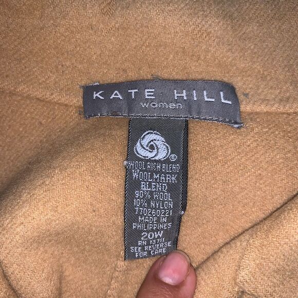 Women's Kate Hill wool blend camel coat size 20W, short over coat elegant spring - Picture 14 of 14